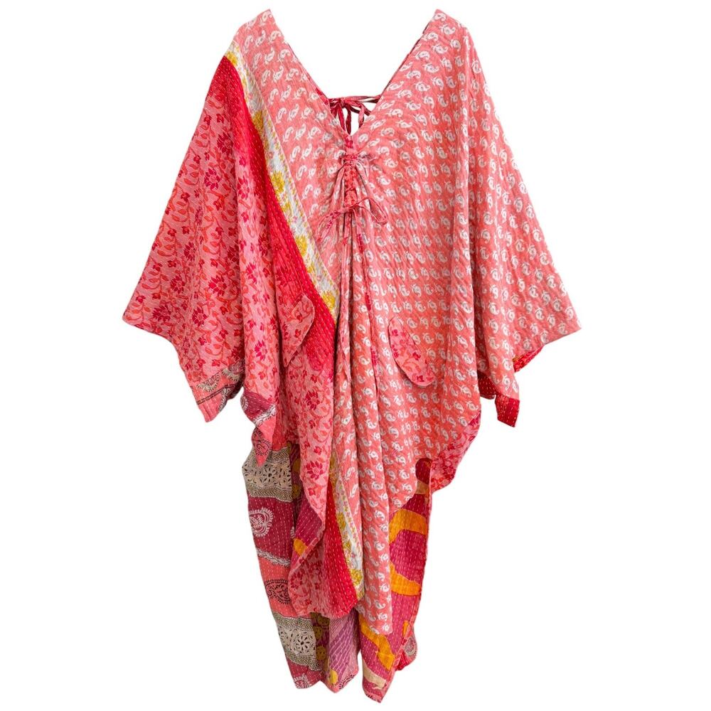 Kantha Bae Moondance Muu Upcycled Vintage Sari Kantha Stitch Dress Free Size